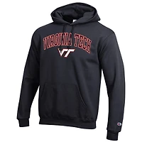 Sweat à capuche en polaire logo arqué Champion Heather Grey pour homme des Virginia Tech Hokies