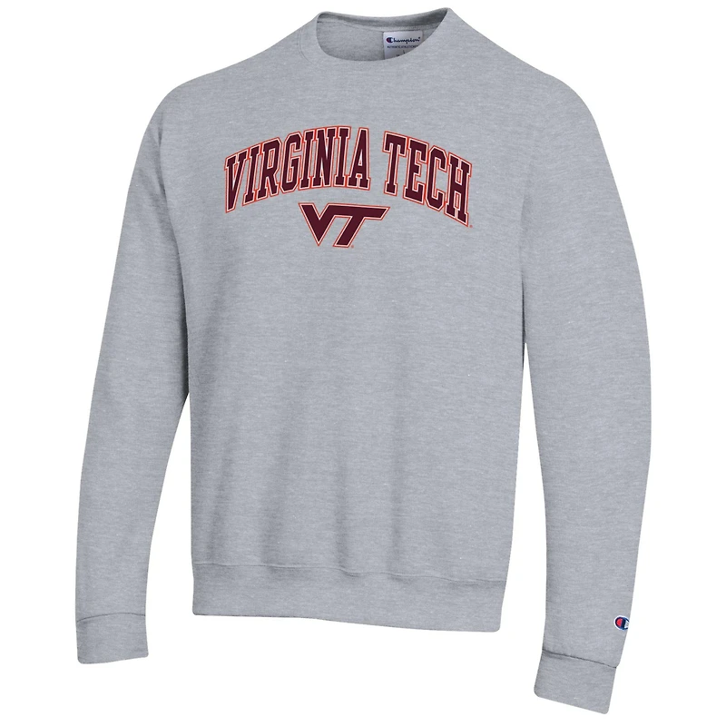Sweat-shirt à enfiler avec logo Arch Over Champion gris chiné des Virginia Tech Hokies pour homme