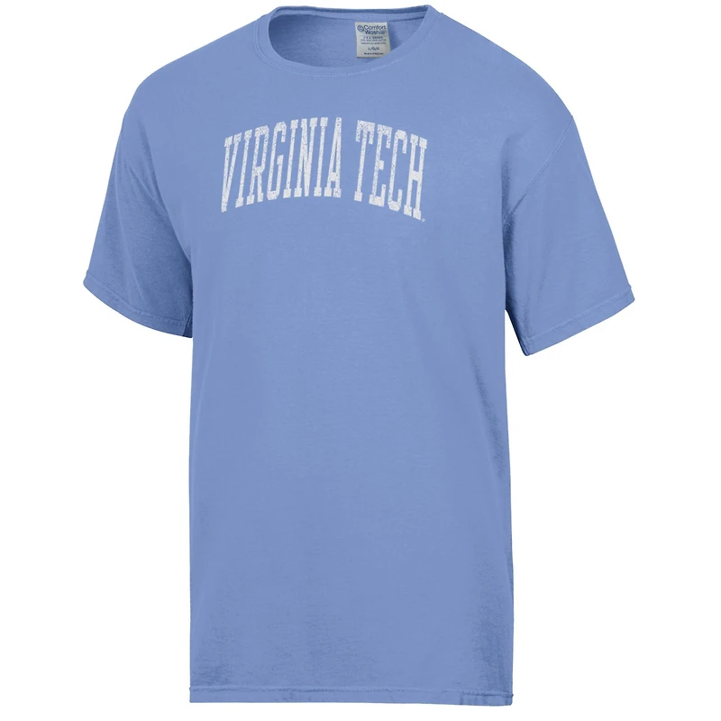 Men's ComfortWash  Light Blue Virginia Tech Hokies Distressed Arch T-Shirt