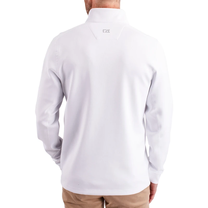 Men's Cutter & Buck  White Virginia Tech Hokies DryTec Traverse Stretch Eco Tri-Blend Quarter-Zip Pullover