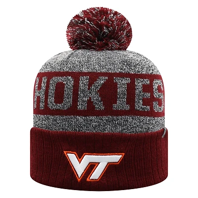 Men's Top of the World  Garnet Virginia Tech Hokies Below Zero Cuffed Knit Hat with Pom
