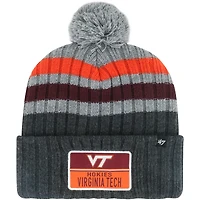 Men's '47 Charcoal Virginia Tech Hokies Stack Striped Cuffed Knit Hat with Pom