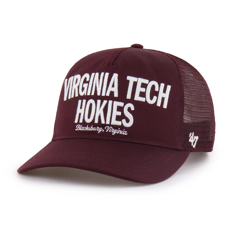 Casquette trucker ajustable Virginia Tech Hokies marron « 47 » pour homme