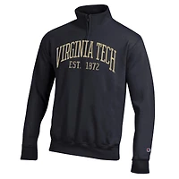Men's Champion  Black Virginia Tech Hokies Powerblend Quarter-Zip Pullover