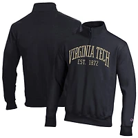 Men's Champion  Black Virginia Tech Hokies Powerblend Quarter-Zip Pullover