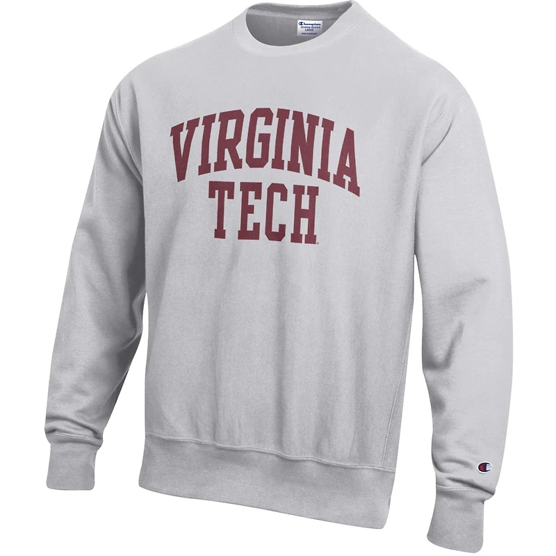 Sweat-shirt en polaire à tissage inversé Champion Gray Virginia Tech Hokies pour homme