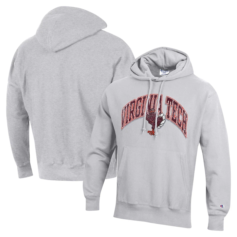 Men's Champion Gray Virginia Tech Hokies Vault Late Night Reverse Weave Pullover Hoodie