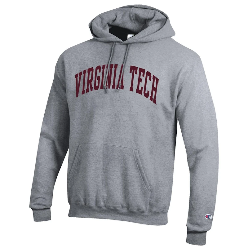 Sweat à capuche en polaire Basic Arch Champion Heather Grey des Virginia Tech Hokies pour homme