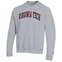 Sweat-shirt en polaire Basic Arch Champion gris chiné pour homme des Virginia Tech Hokies