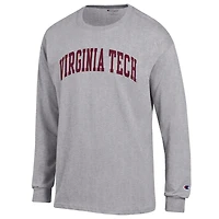 Men's Champion  Heather Gray Virginia Tech Hokies Basic Arch Long Sleeve T-Shirt