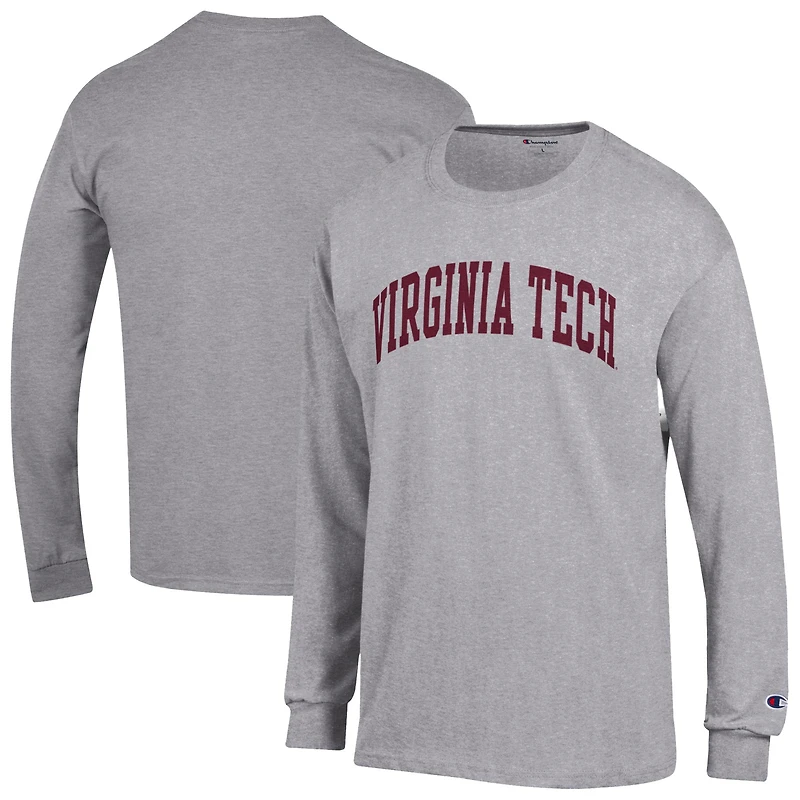 Men's Champion  Heather Gray Virginia Tech Hokies Basic Arch Long Sleeve T-Shirt