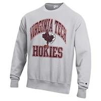 Men's Champion Heather Gray Virginia Tech Hokies Vault Late Night Reverse Weave Pullover Sweatshirt