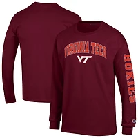Men's Champion  Maroon Virginia Tech Hokies Arch Over Logo 2-Hit Long Sleeve T-Shirt