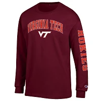 Men's Champion  Maroon Virginia Tech Hokies Arch Over Logo 2-Hit Long Sleeve T-Shirt