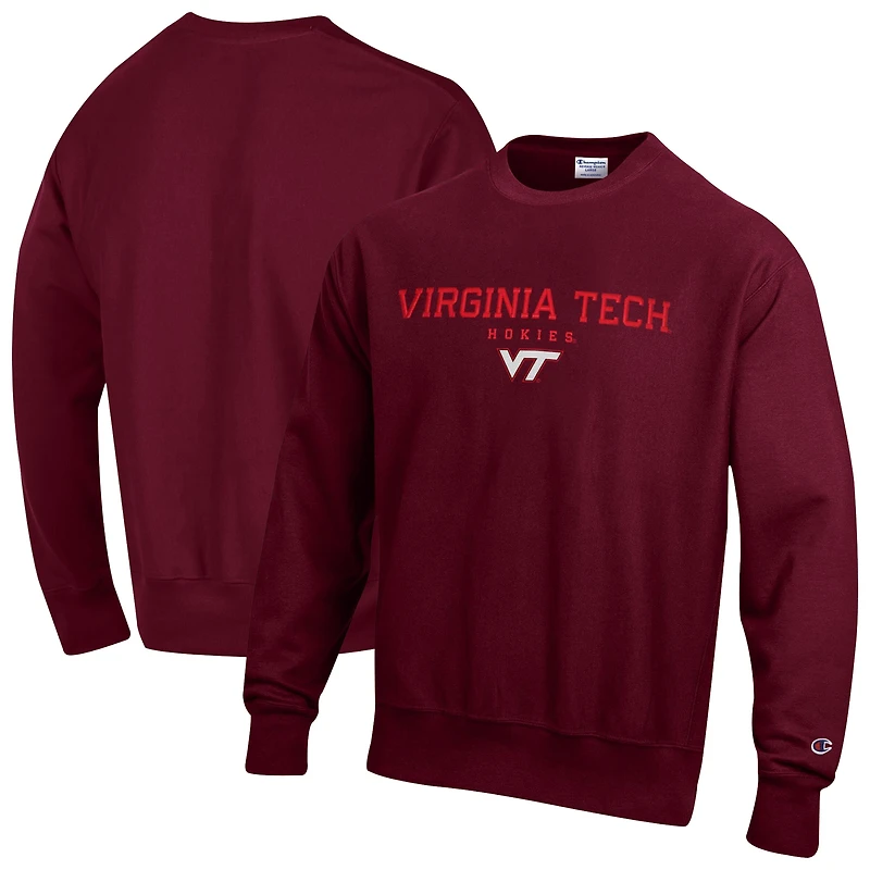 Sweat-shirt Champion pour homme, couleur bordeaux, Virginia Tech Hokies, Relentless Reverse Weave