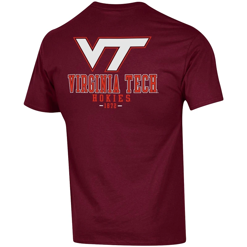 Men's Champion Maroon Virginia Tech Hokies Stack 2-Hit T-Shirt