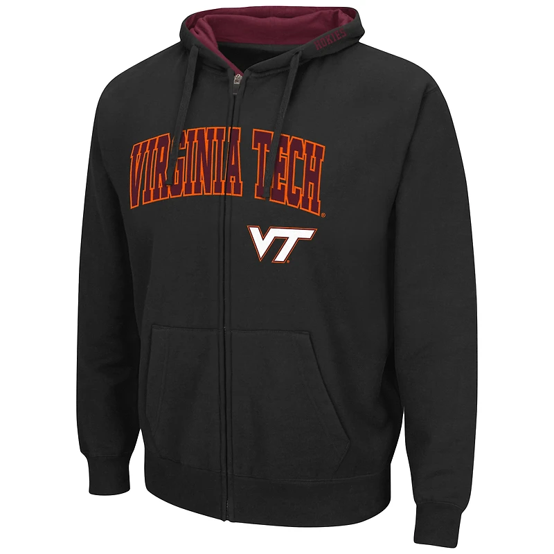 Sweat à capuche entièrement zippé Virginia Tech Hokies Arch & Logo pour homme Colosseum Noir