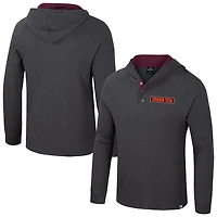 T-shirt à capuche manches longues Henley Dujour Ralgan pour homme, anthracite