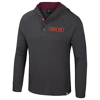 Men's Colosseum  Charcoal Virginia Tech Hokies Dujour Ralgan Long Sleeve Henley Hoodie T-Shirt