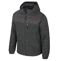 Men's Colosseum Charcoal Virginia Tech Hokies Nightman Full-Zip Hoodie Puffer Jacket