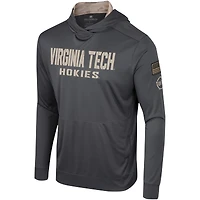 Men's Colosseum Charcoal Virginia Tech Hokies OHT Military Appreciation Long Sleeve Hoodie T-Shirt