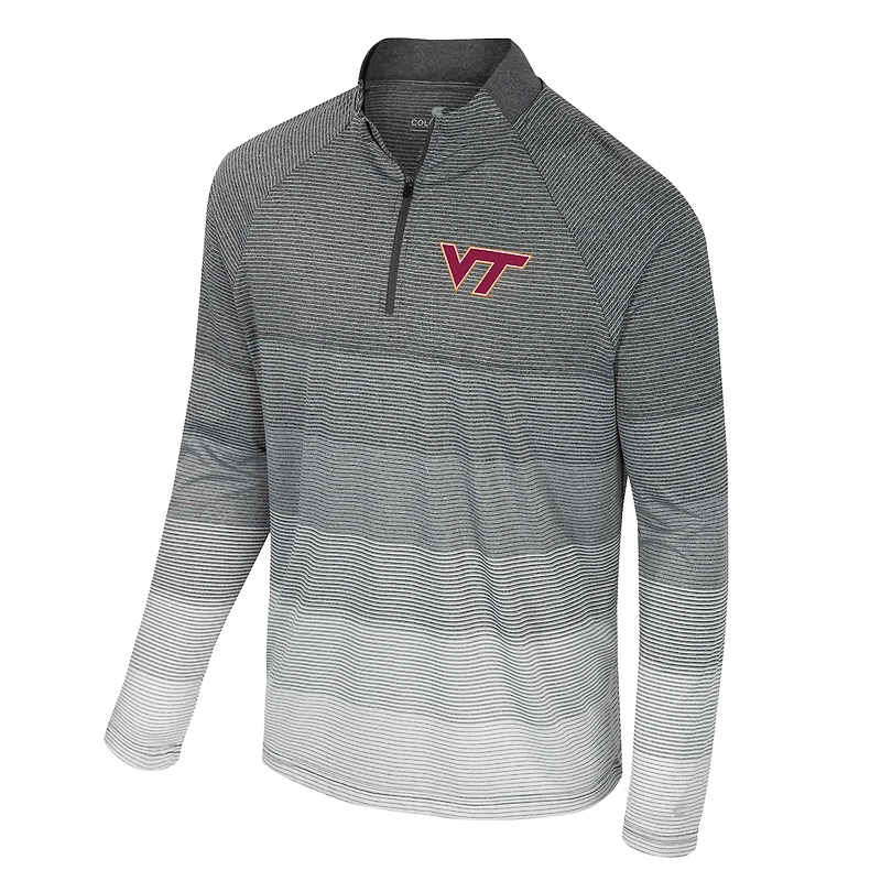 Men's Colosseum  Gray Virginia Tech Hokies AI Striped Mesh Quarter-Zip Raglan Windshirt