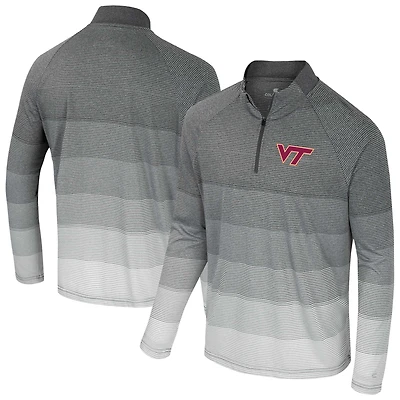 Men's Colosseum  Gray Virginia Tech Hokies AI Striped Mesh Quarter-Zip Raglan Windshirt