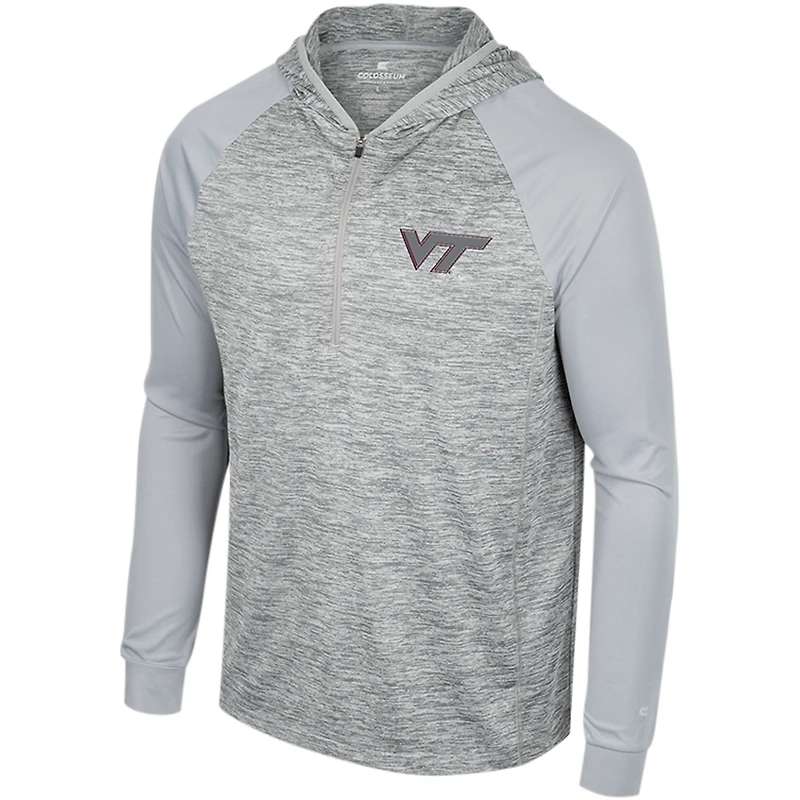 Men's Colosseum Gray Virginia Tech Hokies Cybernetic Raglan Quarter-Zip Hooded Top
