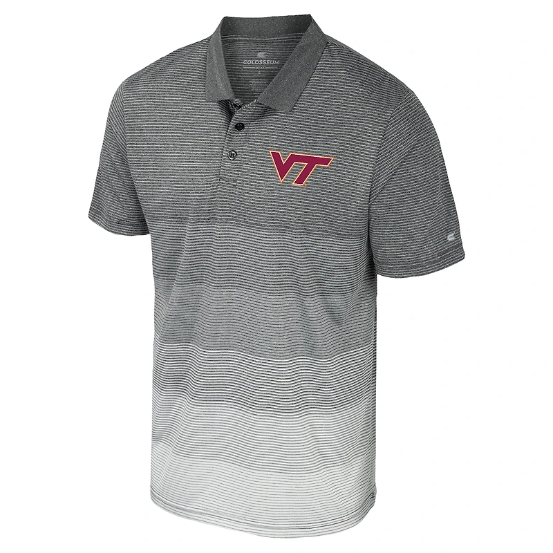 Men's Colosseum Gray Virginia Tech Hokies Striped Mesh Polo