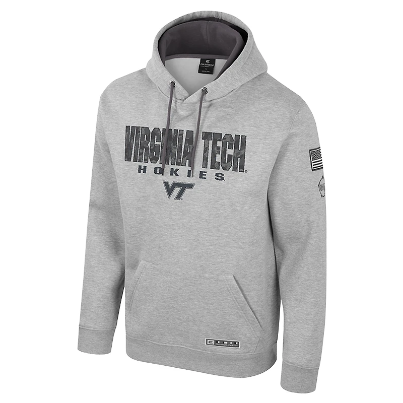 Men's Colosseum Heather Gray Virginia Tech Hokies Oorah OHT Military Appreciation Pullover Hoodie