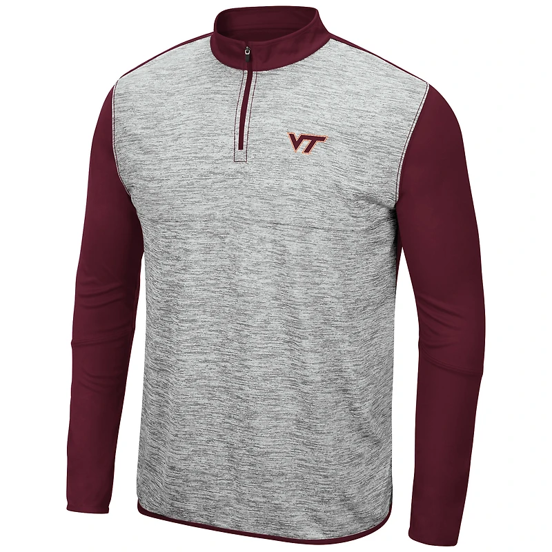 Men's Colosseum Heathered Gray/Maroon Virginia Tech Hokies Prospect Quarter-Zip Jacket