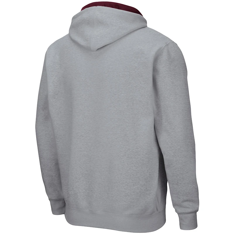 Men's Colosseum Heathered Gray Virginia Tech Hokies Arch & Logo 3.0 Full-Zip Hoodie