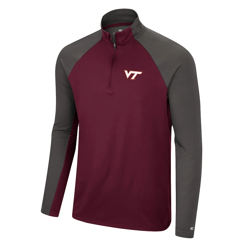 Men's Colosseum Maroon/Charcoal Virginia Tech Hokies Two Yutes Raglan Quarter-Zip Windshirt