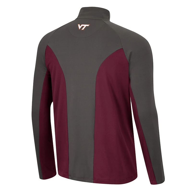 Men's Colosseum Maroon/Charcoal Virginia Tech Hokies Two Yutes Raglan Quarter-Zip Windshirt