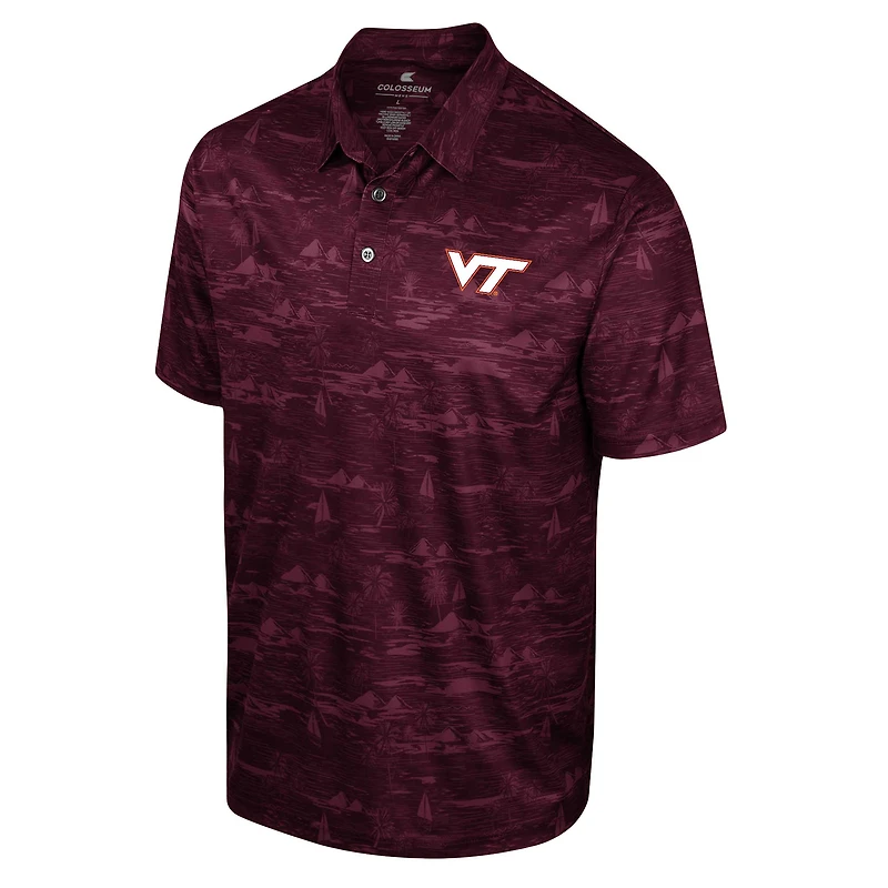 Men's Colosseum Maroon Virginia Tech Hokies Daly Print Polo