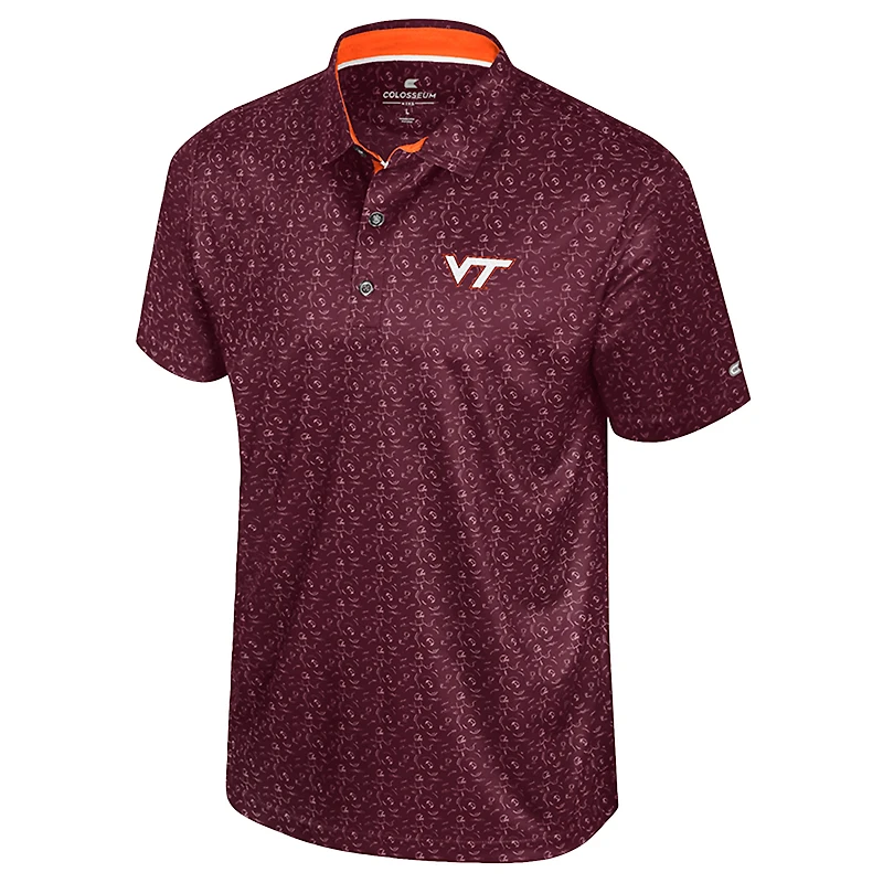 Polo imprimé football marron Colosseum pour homme, Virginia Tech Hokies