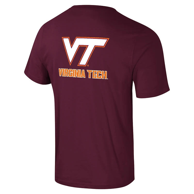 T-shirt Colosseum Maroon Virginia Tech Hokies Logo Lockup 2-Hit Active Blend pour hommes