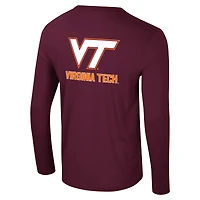 T-shirt à manches longues Colosseum Maroon Virginia Tech Hokies Logo Lockup 3-Hit Active Blend pour hommes
