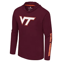 T-shirt à capuche manches longues avec logo Colosseum Maroon Virginia Tech Hokies Lockup Active Blend pour hommes