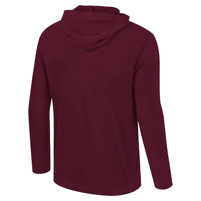 T-shirt à capuche manches longues avec logo Colosseum Maroon Virginia Tech Hokies Lockup Active Blend pour hommes