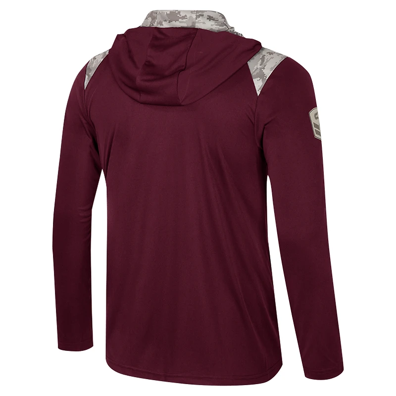 Men's Colosseum Maroon Virginia Tech Hokies OHT Military Appreciation Quarter-Zip Hoodie Jacket