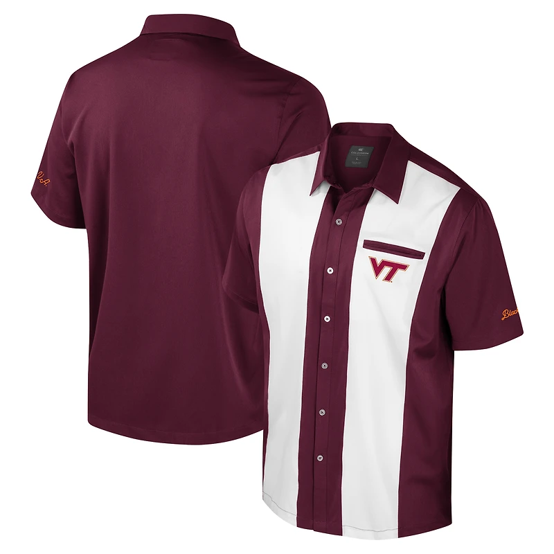 Chemise boutonnée de bowling Virginia Tech Hokies Strike pour homme, bordeaux Colosseum
