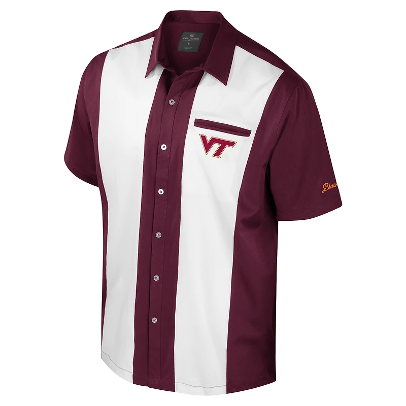 Chemise boutonnée de bowling Virginia Tech Hokies Strike pour homme, bordeaux Colosseum