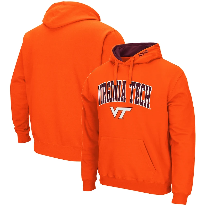 Men's Colosseum Heather Gray Virginia Tech Hokies Arch & Logo 3.0 Pullover Hoodie
