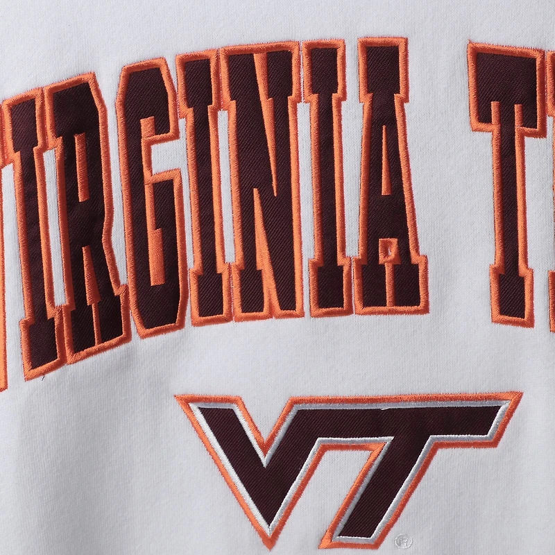Men's Colosseum White Virginia Tech Hokies Arch & Logo Crew Neck Sweatshirt