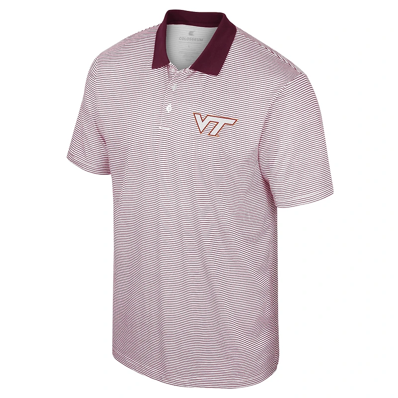 Polo à rayures Colosseum Virginia Tech Hokies pour homme, blanc