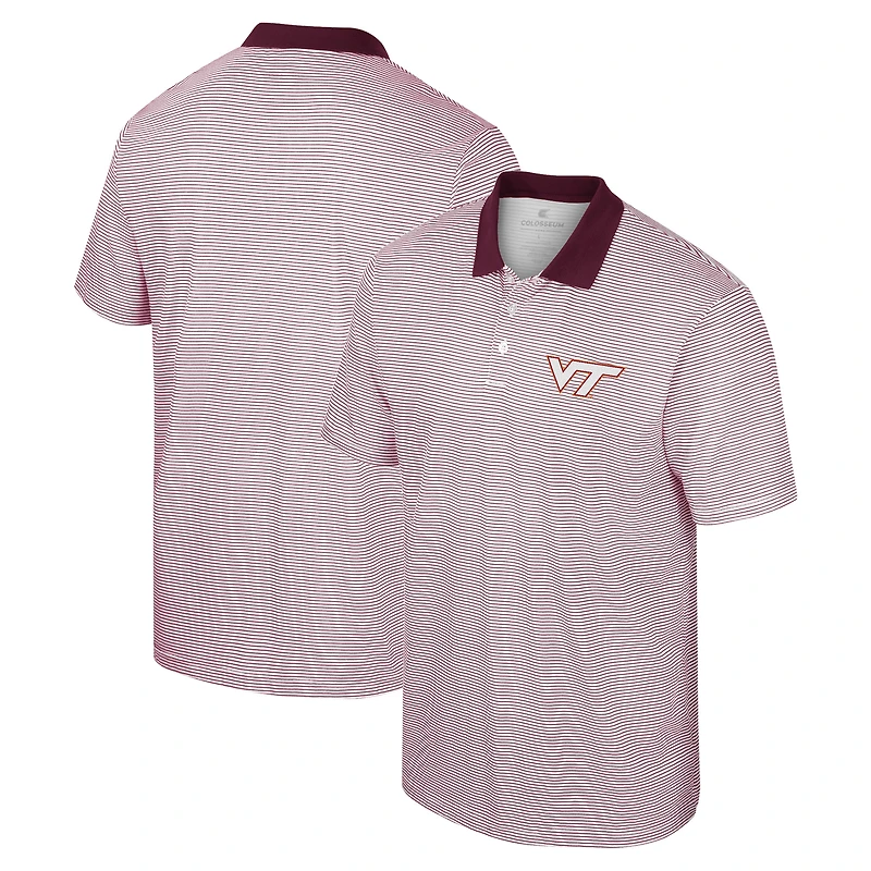 Men's Colosseum White Virginia Tech Hokies Print Stripe Polo