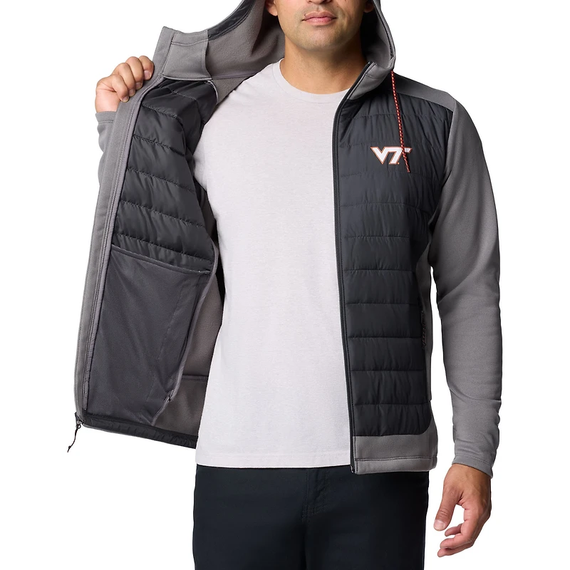 Veste à capuche hybride entièrement zippée Columbia Virginia Tech Hokies Out-Shield pour homme, gris