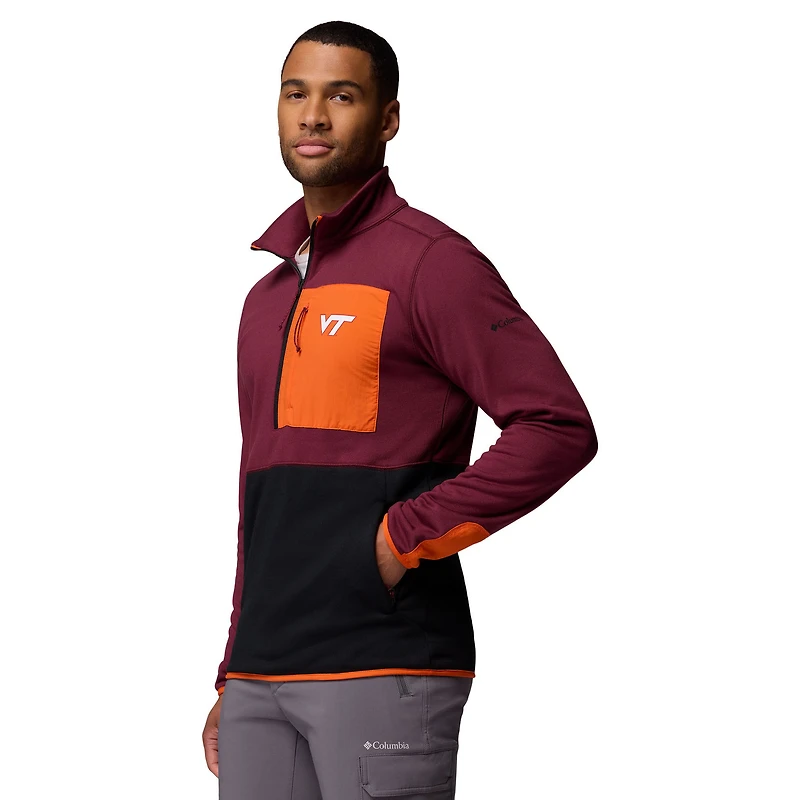 Pull demi-zip Omni-Wick Hike pour homme, marron/noir, Columbia Virginia Tech Hokies