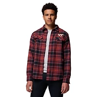 Chemise boutonnée à manches longues en flanelle Omni-Wick pour homme, couleur marron Columbia Virginia Tech Hokies Flare Gun